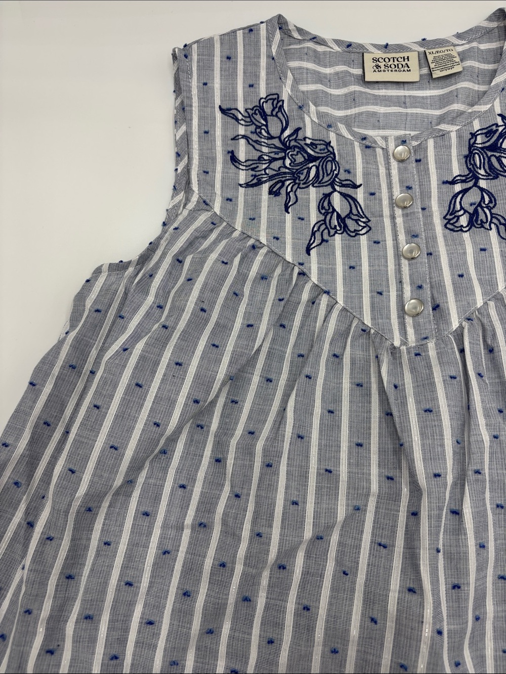 Scotch & Soda Embroidered Striped Sleeveless Top - Picture 3 of 5